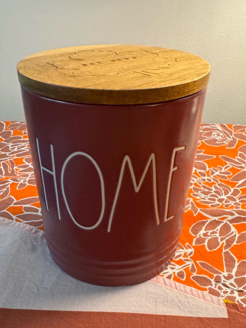 Rae Dunn โHomeโ Ceramic Jar With Wooden Lid